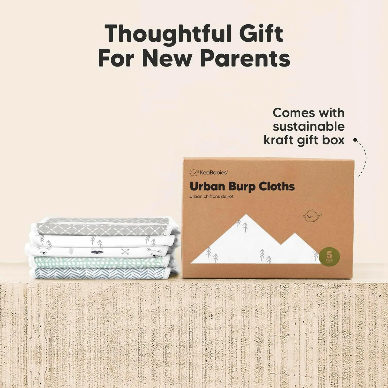 5-Pack Urban Burp Cloths, Nordic by KeaBabies