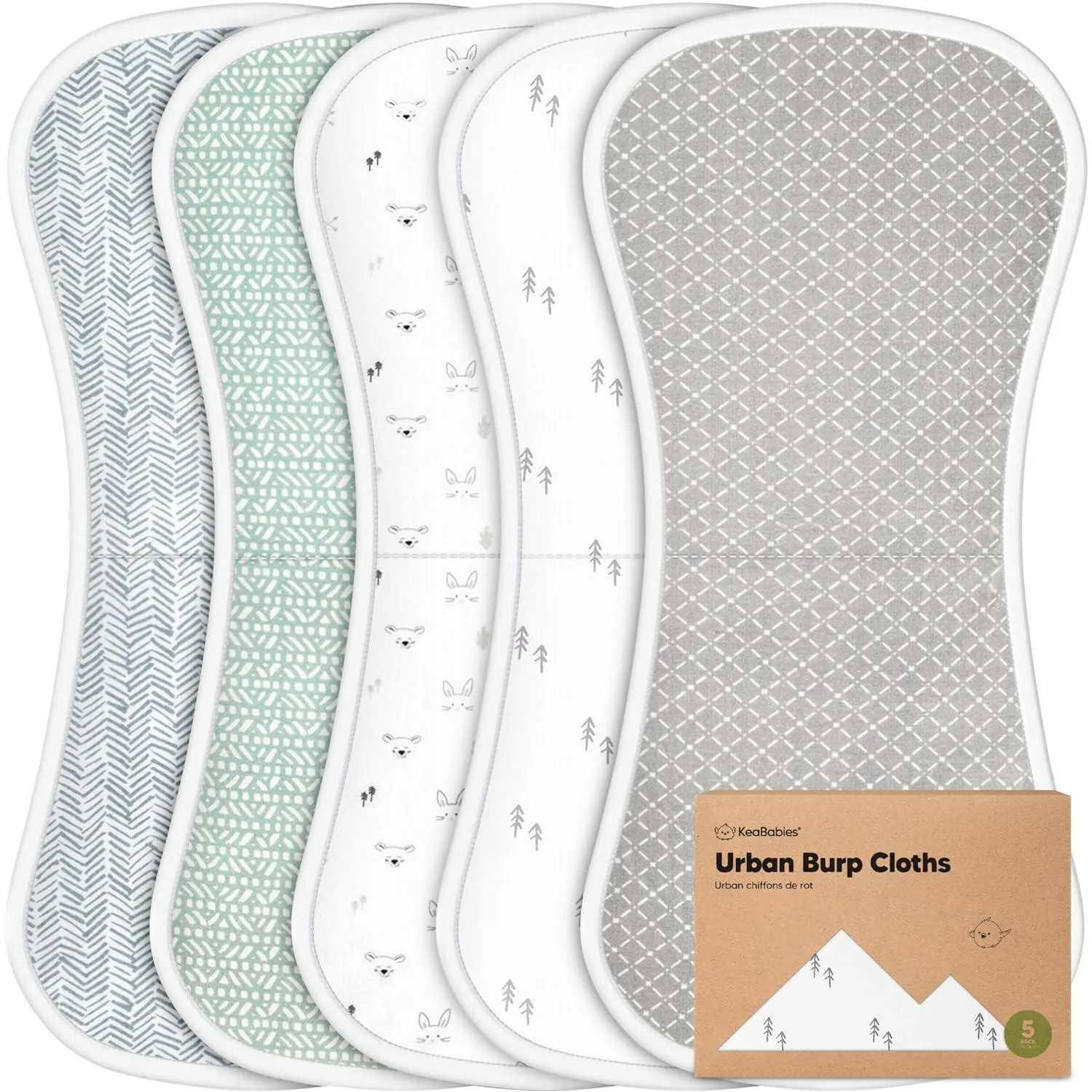 5-Pack Urban Burp Cloths, Nordic by KeaBabies