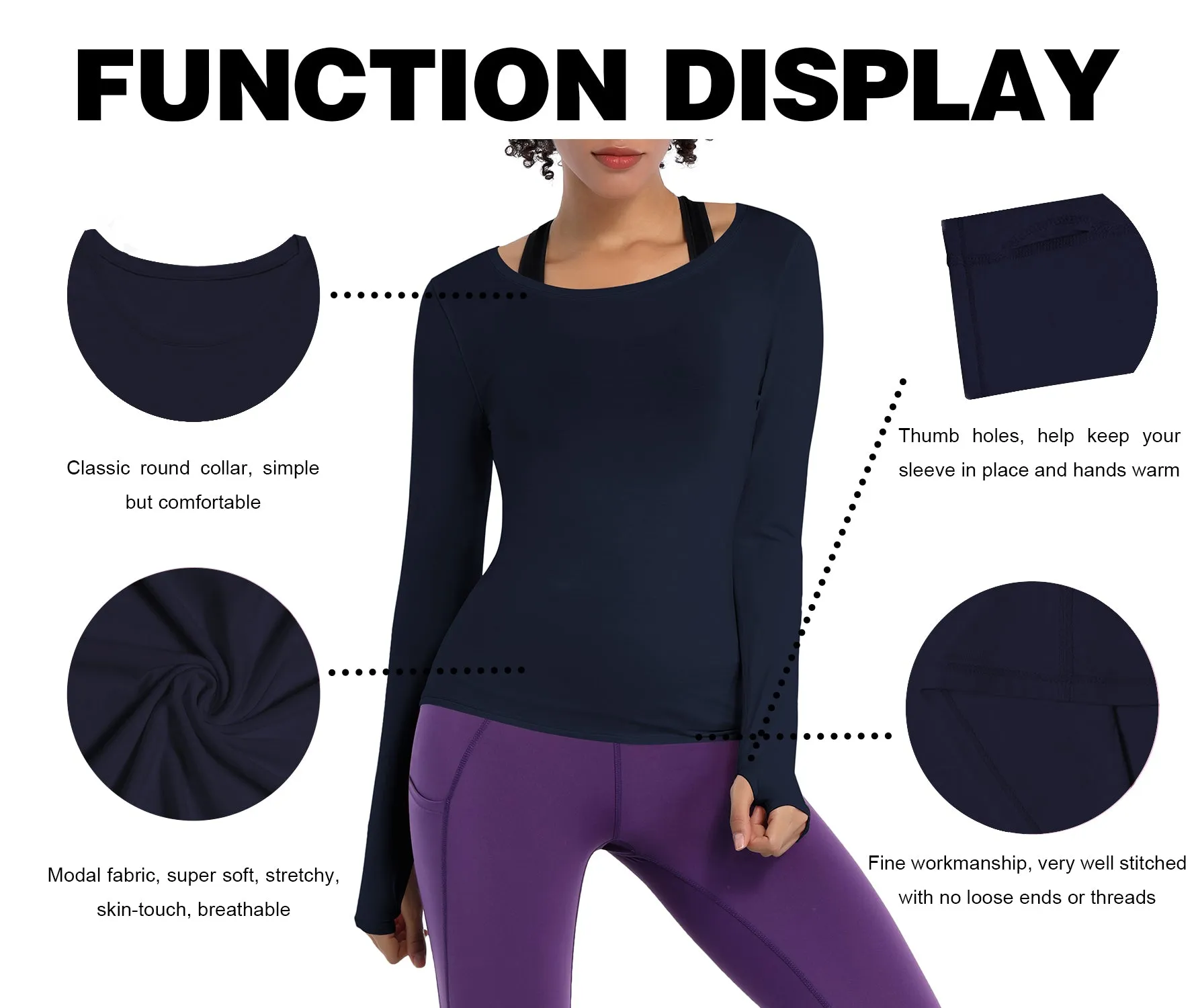 Athlete Long Sleeve Tops darknavy_yogastudio