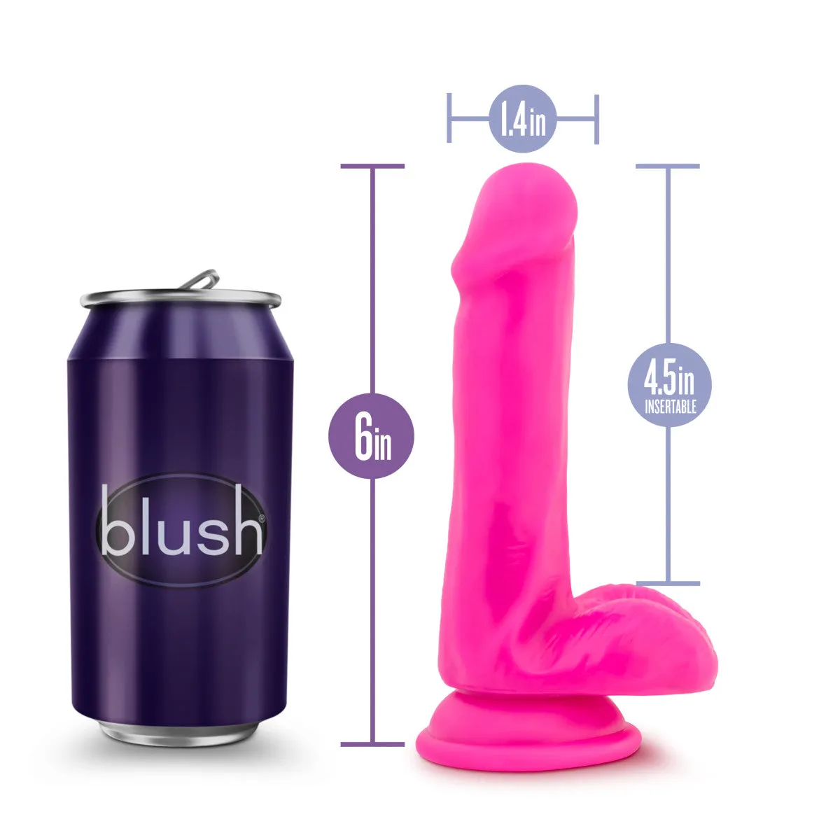 Au Naturel Bold By Blush® | Delight Realistic Pink 6.5-Inch Long Dildo With Balls & Suction Cup Base