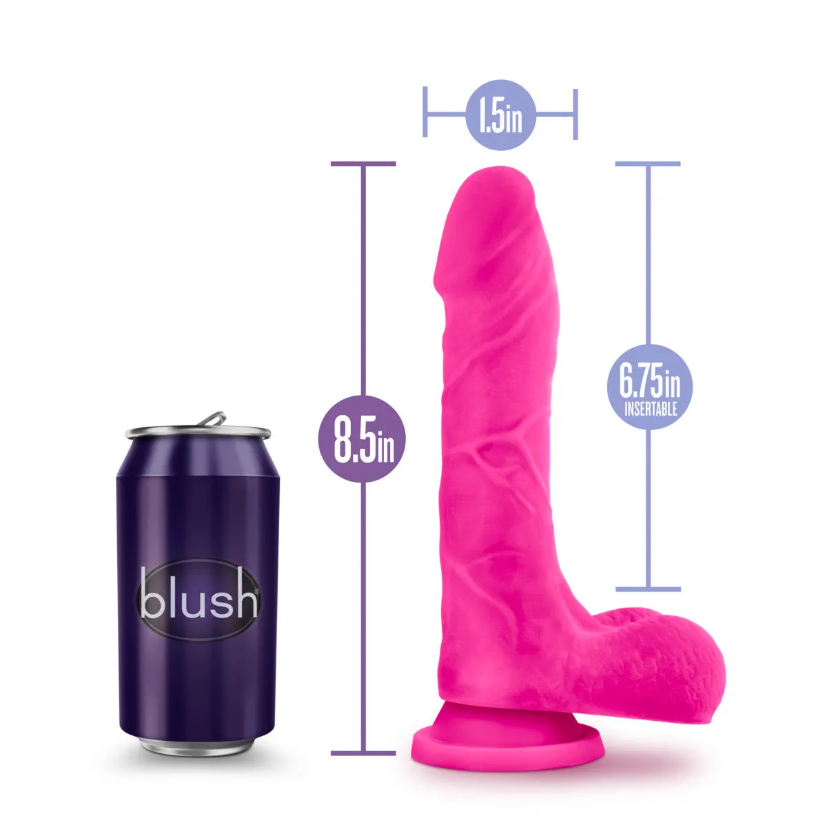 Au Naturel Bold By Blush® | Thrill Realistic Pink 8.5-Inch Long Dildo With Balls & Suction Cup Base