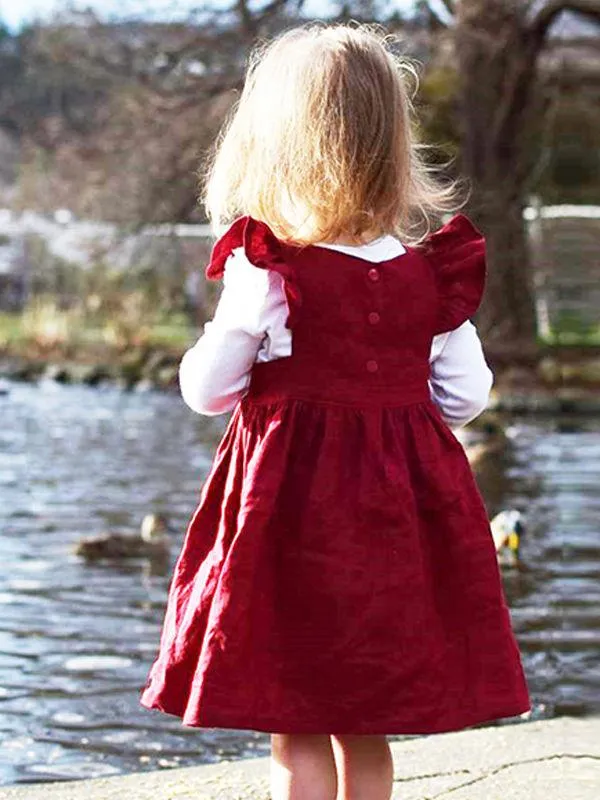 Baby Little Girls Flutter Sleeve Solid Color Dress
