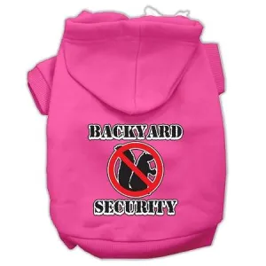 Backyard Security Screen Print Pet Hoodies Bright Pink Size L (14)