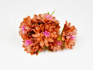 Brown Pink Designer Fabric Flowers