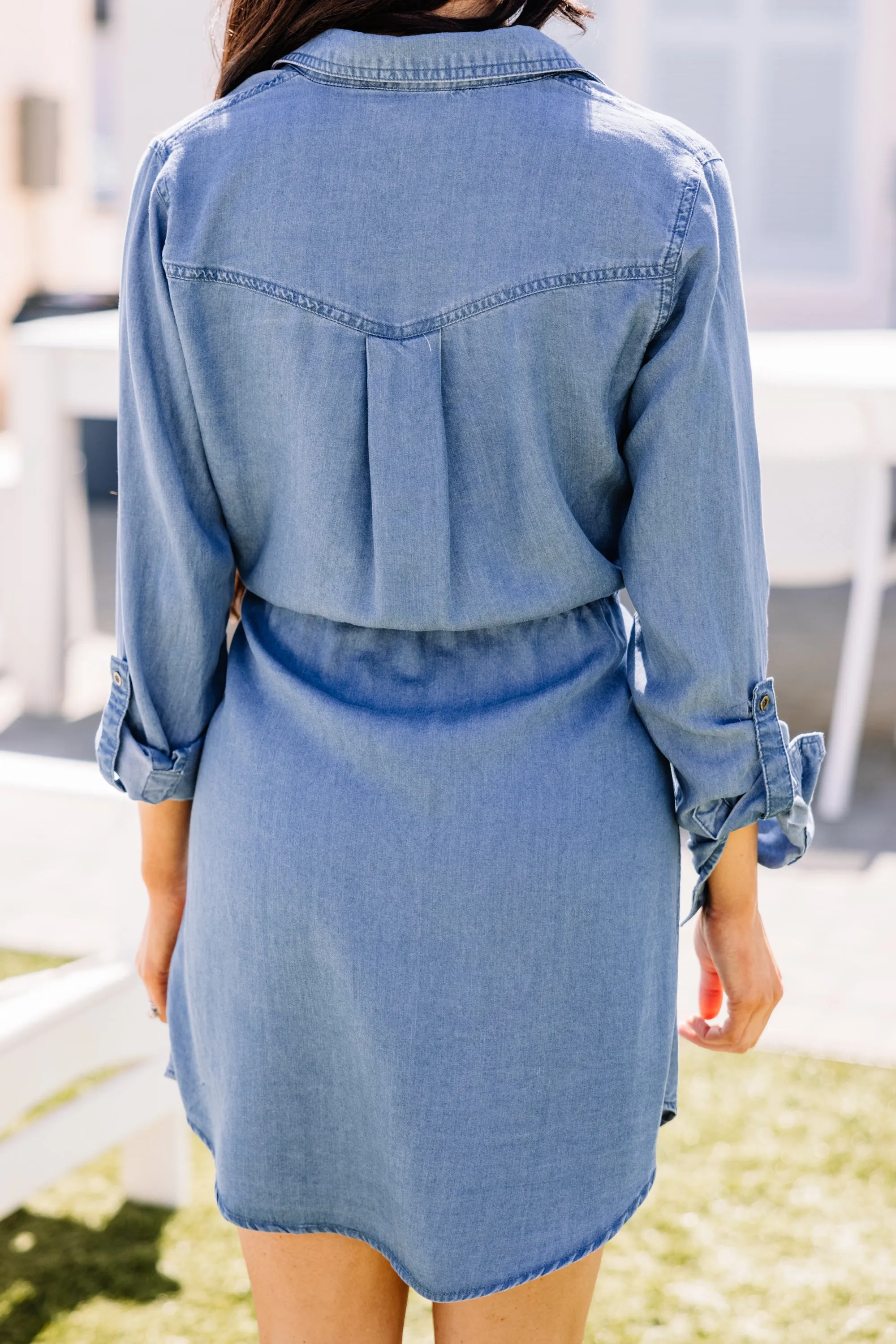 By This Time Blue Chambray Dress
