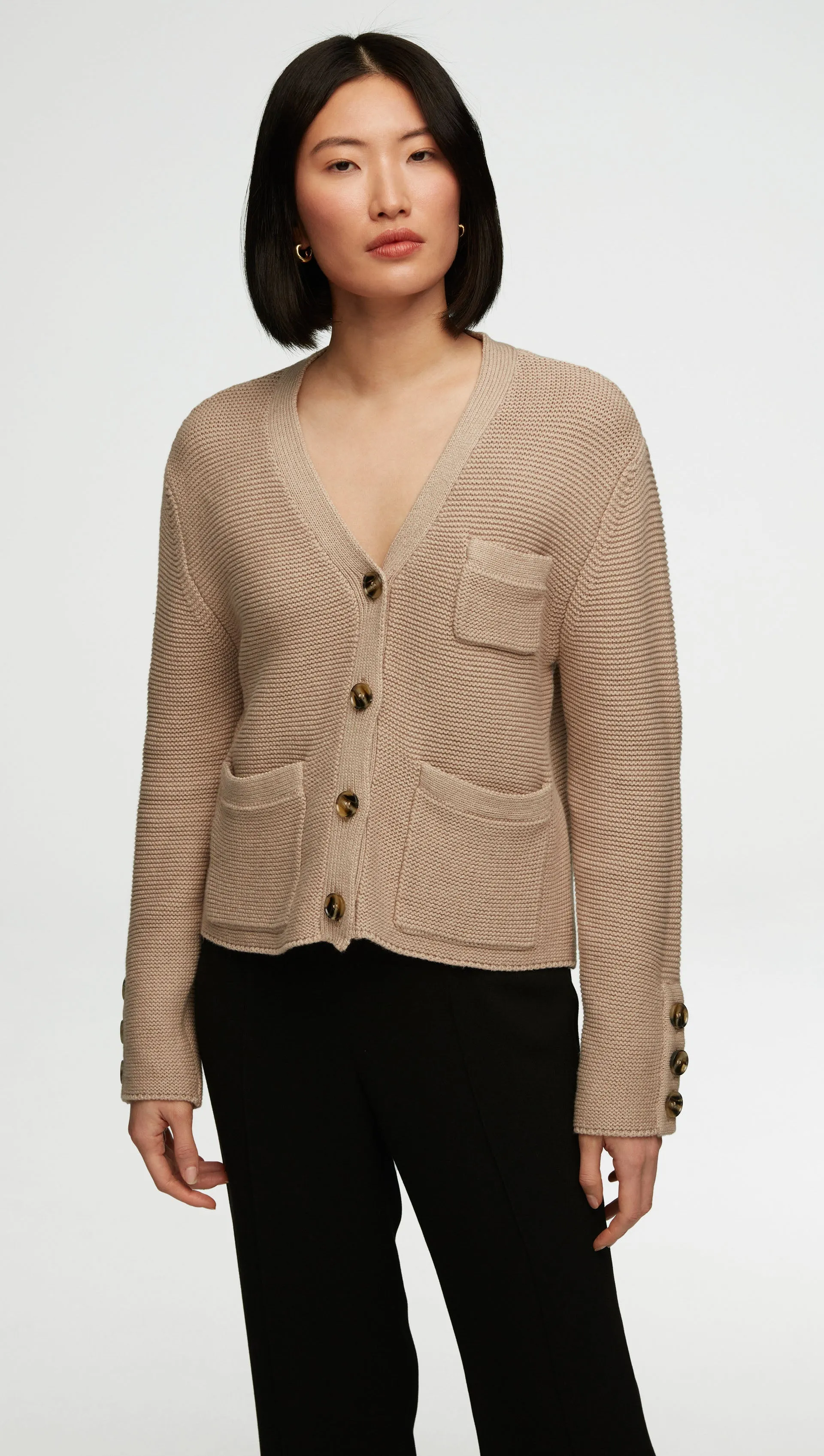 Cropped Cardigan in Cotton Cashmere | Oat