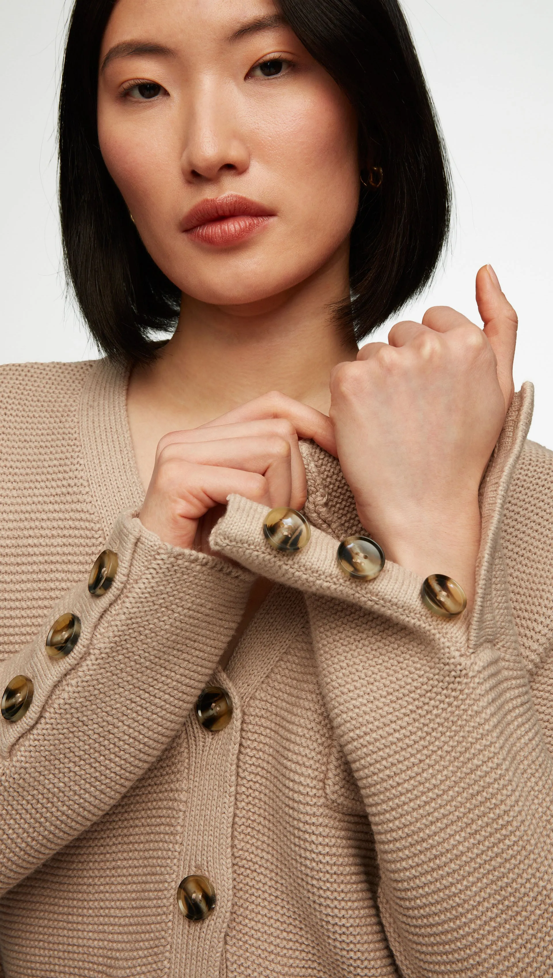 Cropped Cardigan in Cotton Cashmere | Oat