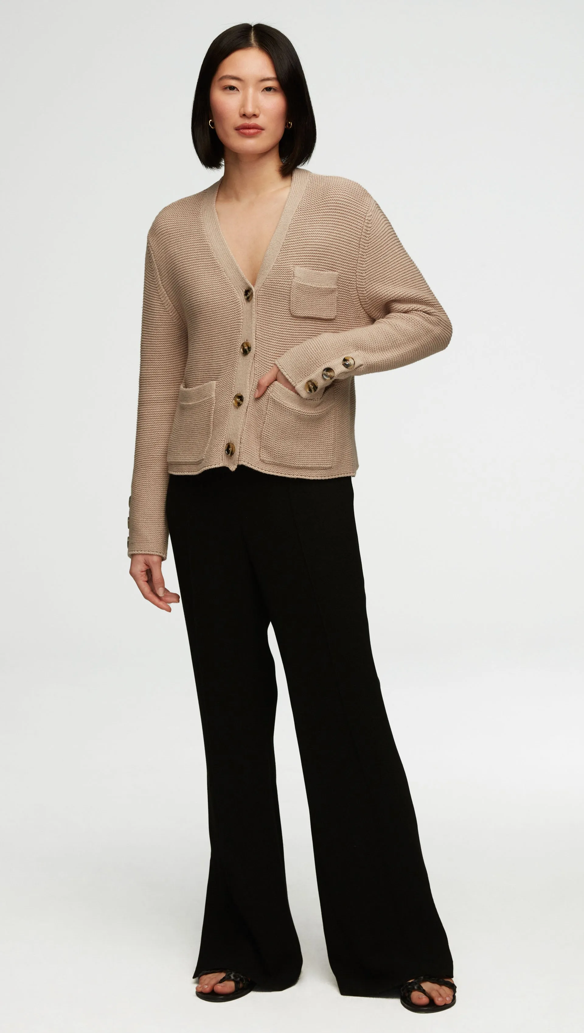 Cropped Cardigan in Cotton Cashmere | Oat