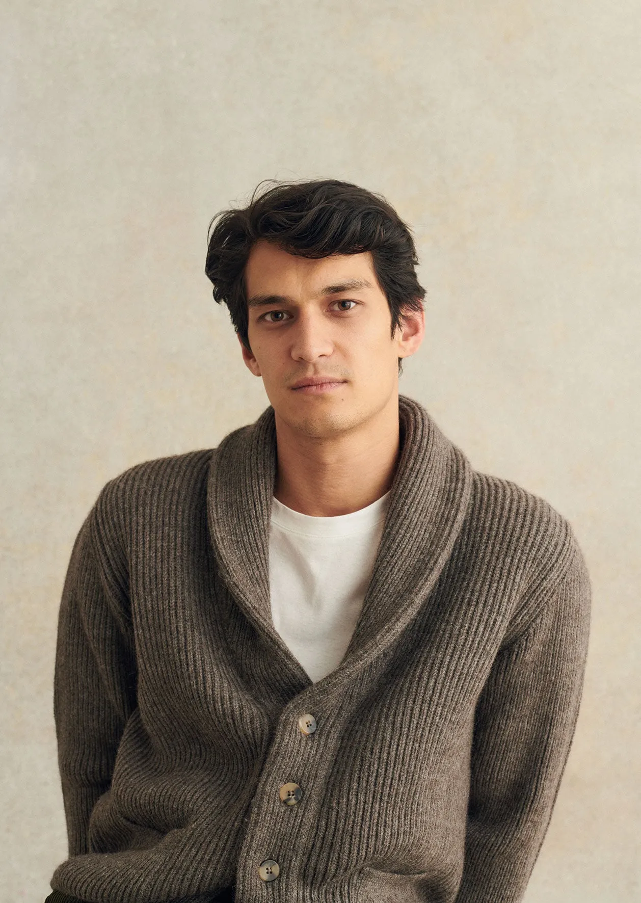 De Bonne Facture Shawl Collar Cardigan / Dark Grey