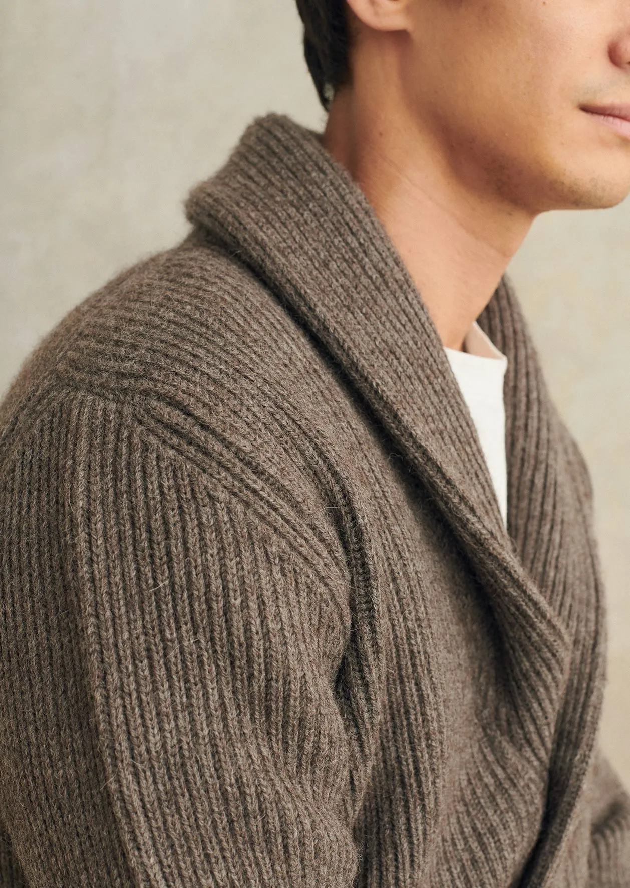 De Bonne Facture Shawl Collar Cardigan / Dark Grey
