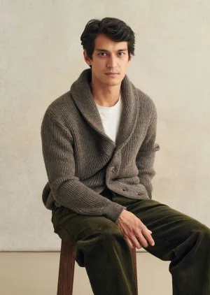 De Bonne Facture Shawl Collar Cardigan / Dark Grey