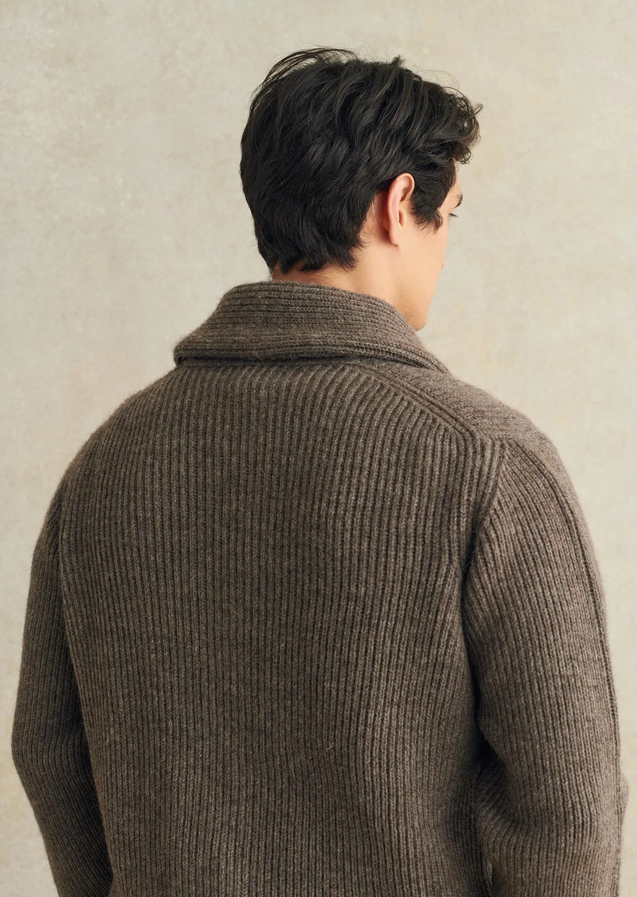 De Bonne Facture Shawl Collar Cardigan / Dark Grey