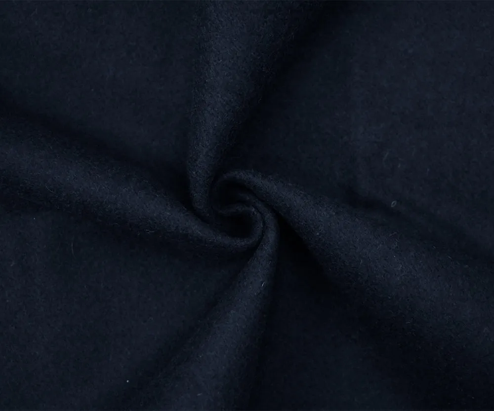 Deep Blue-Black Wool Polyester Blend Dobby Woven Jacketing Fabric