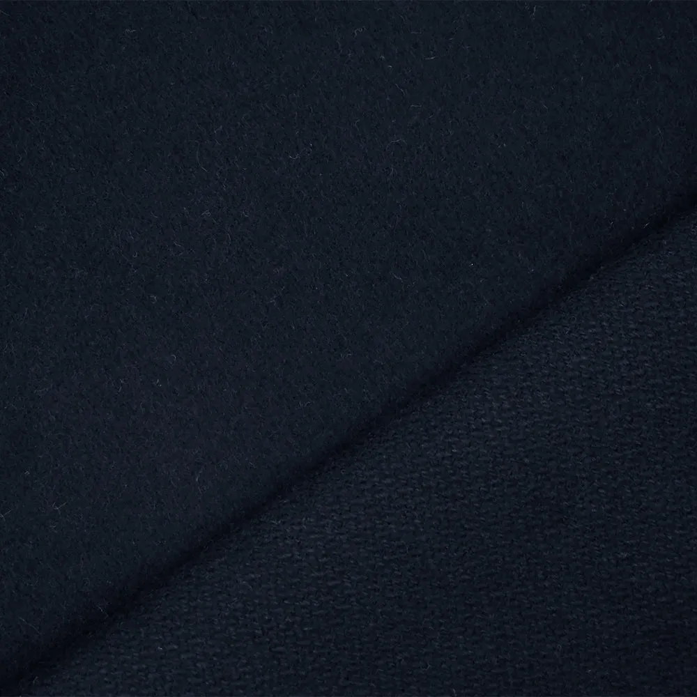 Deep Blue-Black Wool Polyester Blend Dobby Woven Jacketing Fabric
