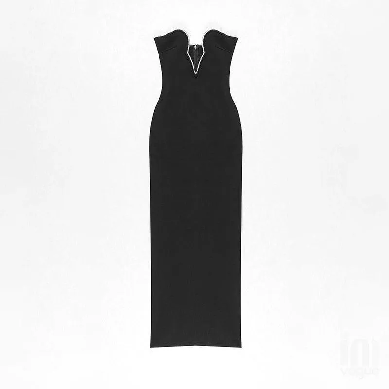 Deep V-Neck Off Shoulder Trendy Midi Dress