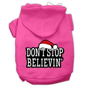 Don't Stop Believin' Screenprint Pet Hoodies Bright Pink Size S (10)