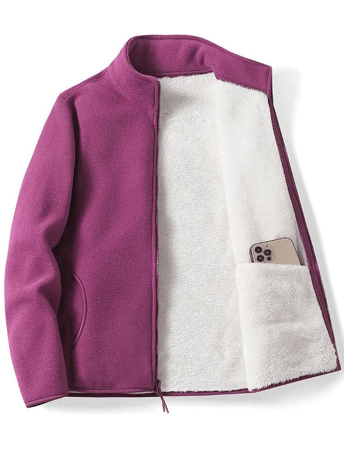 Fashion Warm Zip-Up Fleece Jacket With Inner Pocket - SF1915