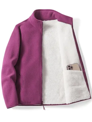 Fashion Warm Zip-Up Fleece Jacket With Inner Pocket - SF1915