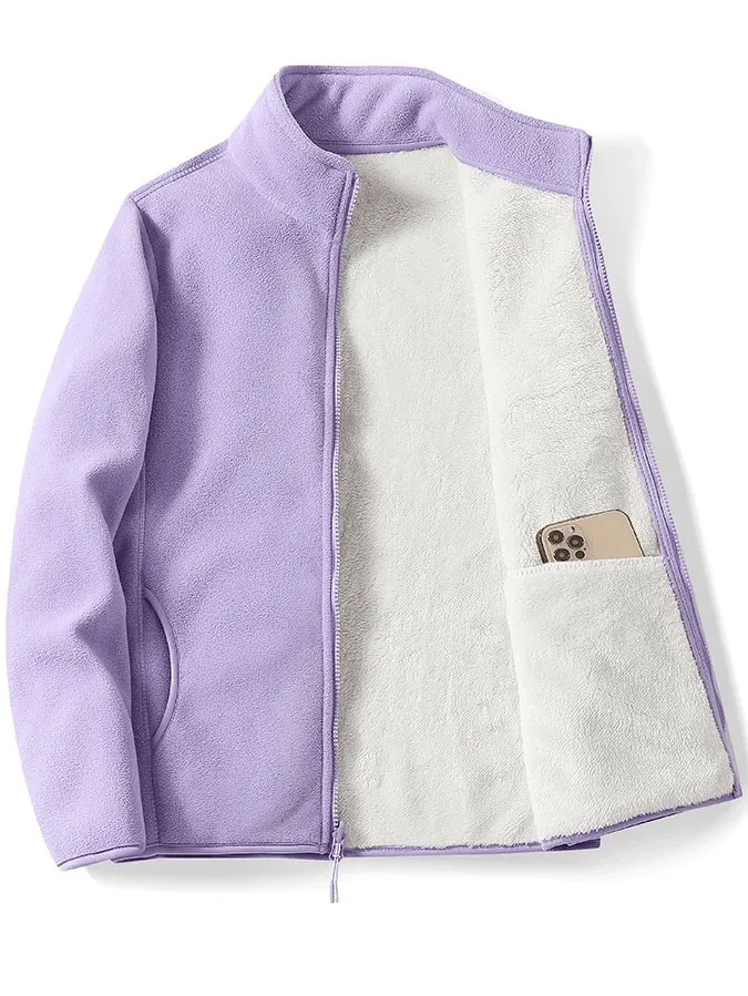 Fashion Warm Zip-Up Fleece Jacket With Inner Pocket - SF1915