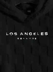 Hooded Plush Sweatshirt With Letter Embroidery