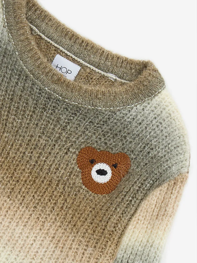 HOP Kids Brown Applique-Detailed Sweater