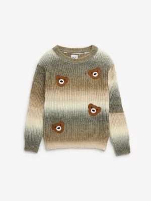 HOP Kids Brown Applique-Detailed Sweater