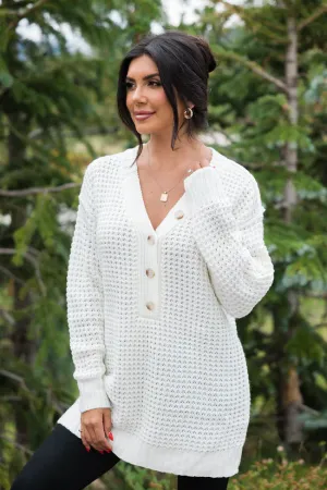 Just Keep Going Ivory Henley Waffle Sweater SALE