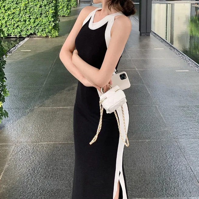 Knitted Round Neck High Waist Cami Sundresses