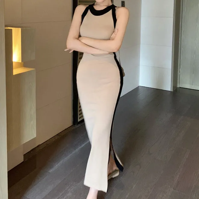 Knitted Round Neck High Waist Cami Sundresses