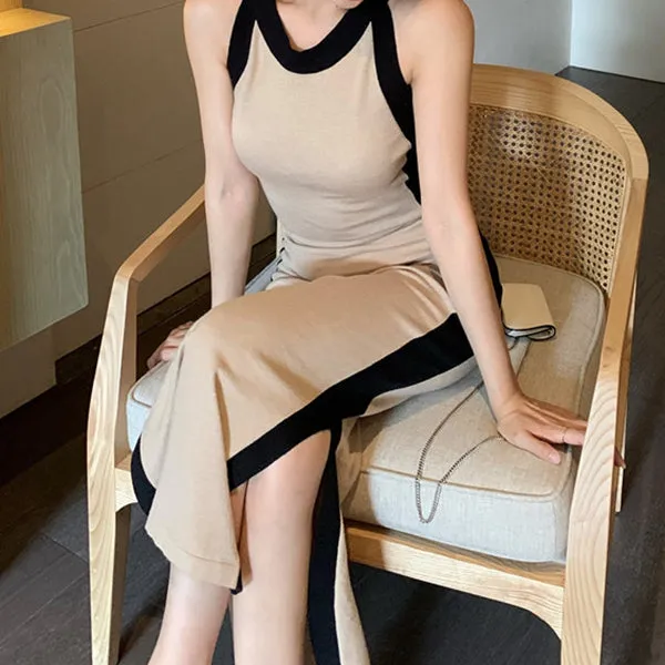 Knitted Round Neck High Waist Cami Sundresses