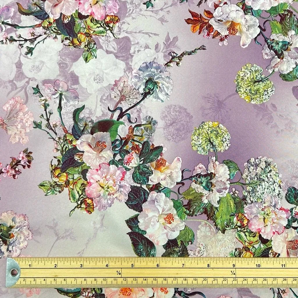 Lilac Meadow Lightweight Soft Touch Polyester Fabric