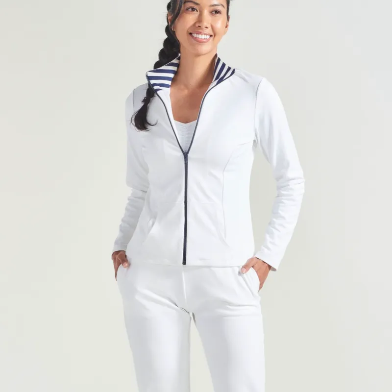 L'Oeuf Poche Baseline Jacket - White/Navy Stripe