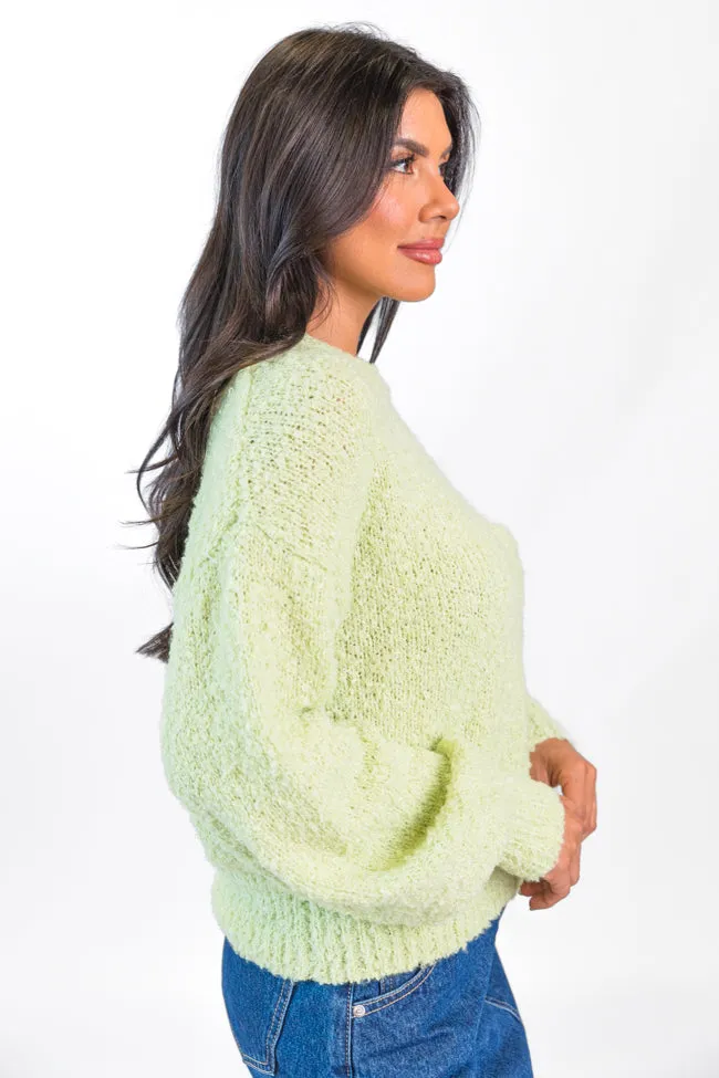 Longer Nights Lime Fuzzy Pocketed Sweater SALE