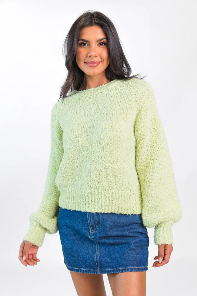 Longer Nights Lime Fuzzy Pocketed Sweater SALE