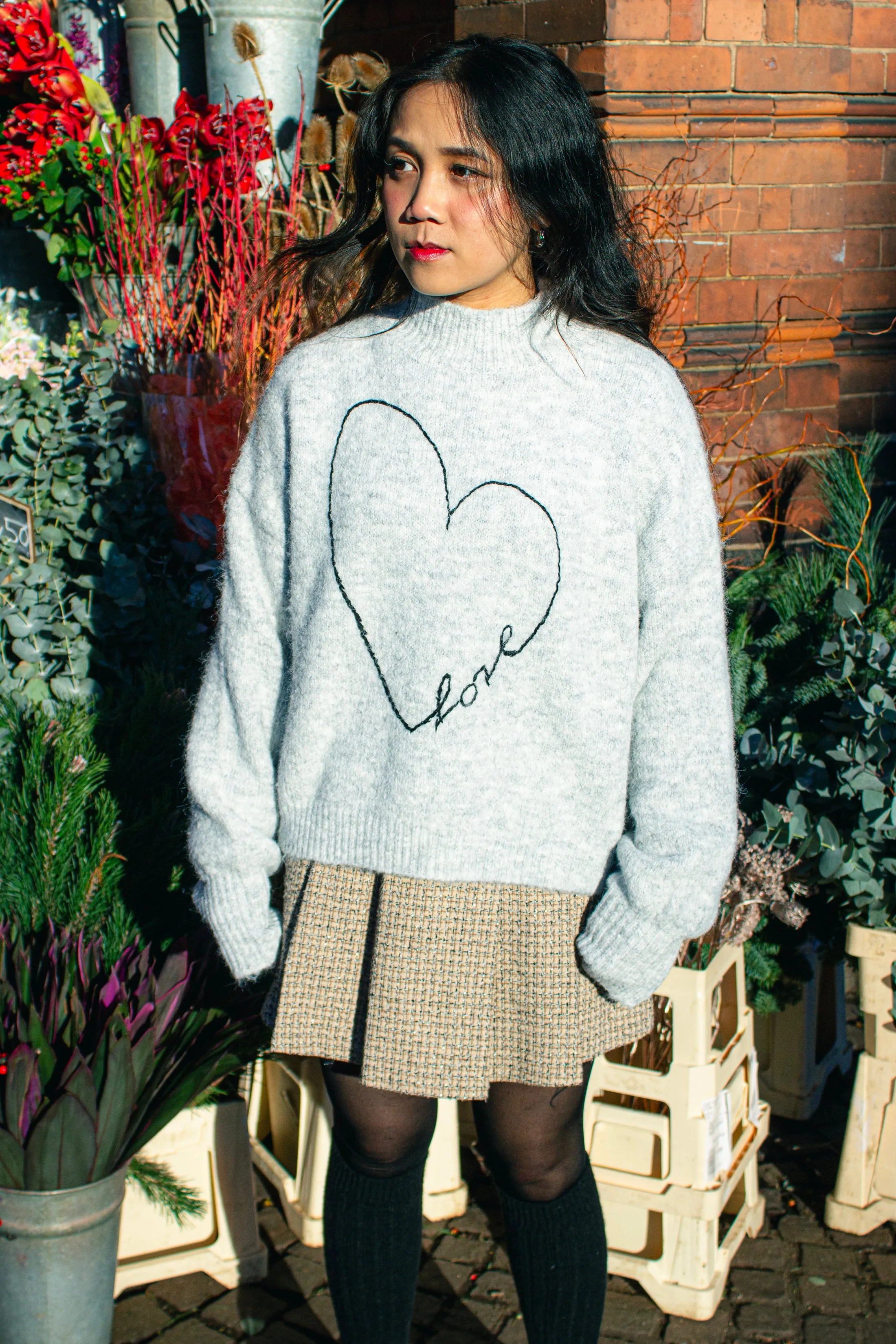 Love Heart High Neck Sweater