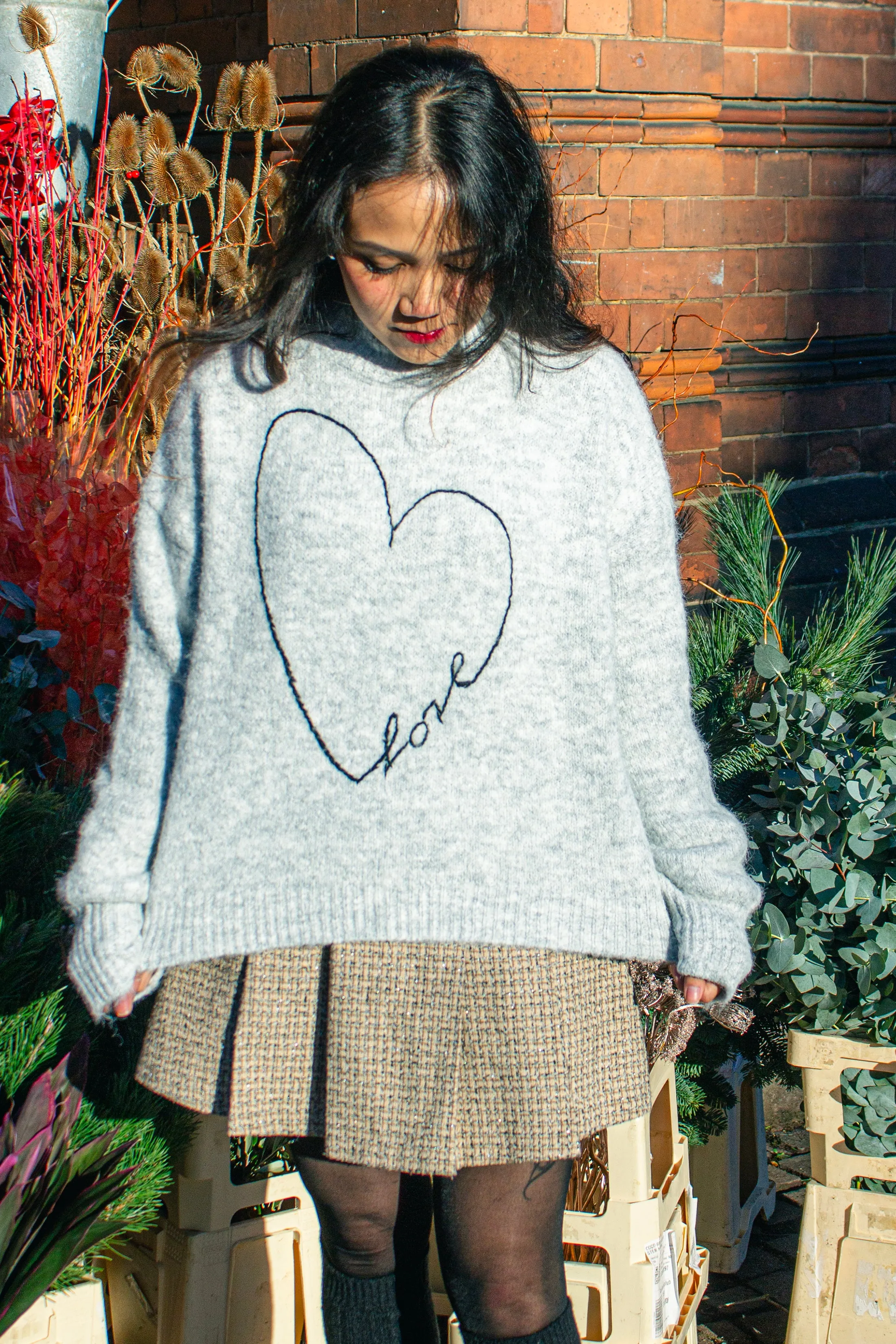 Love Heart High Neck Sweater