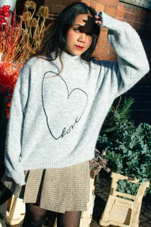 Love Heart High Neck Sweater