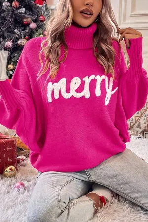 Merry turtleneck Sweater Hot Pink
