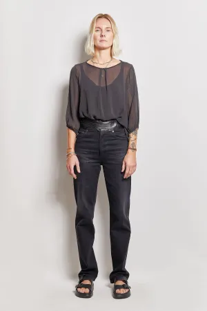 olive over-dyed silk top