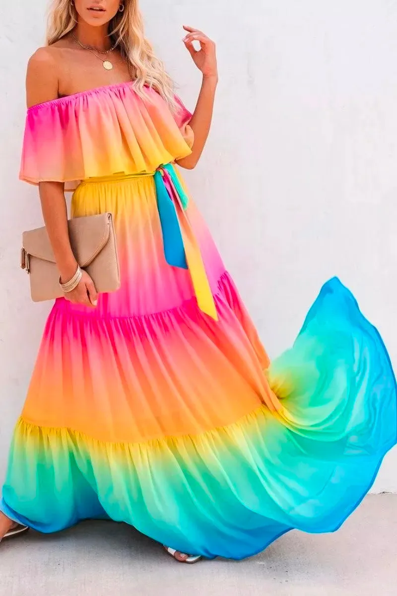 One Shoulder Tie-dye Trendy Baby Blue Mini Dress