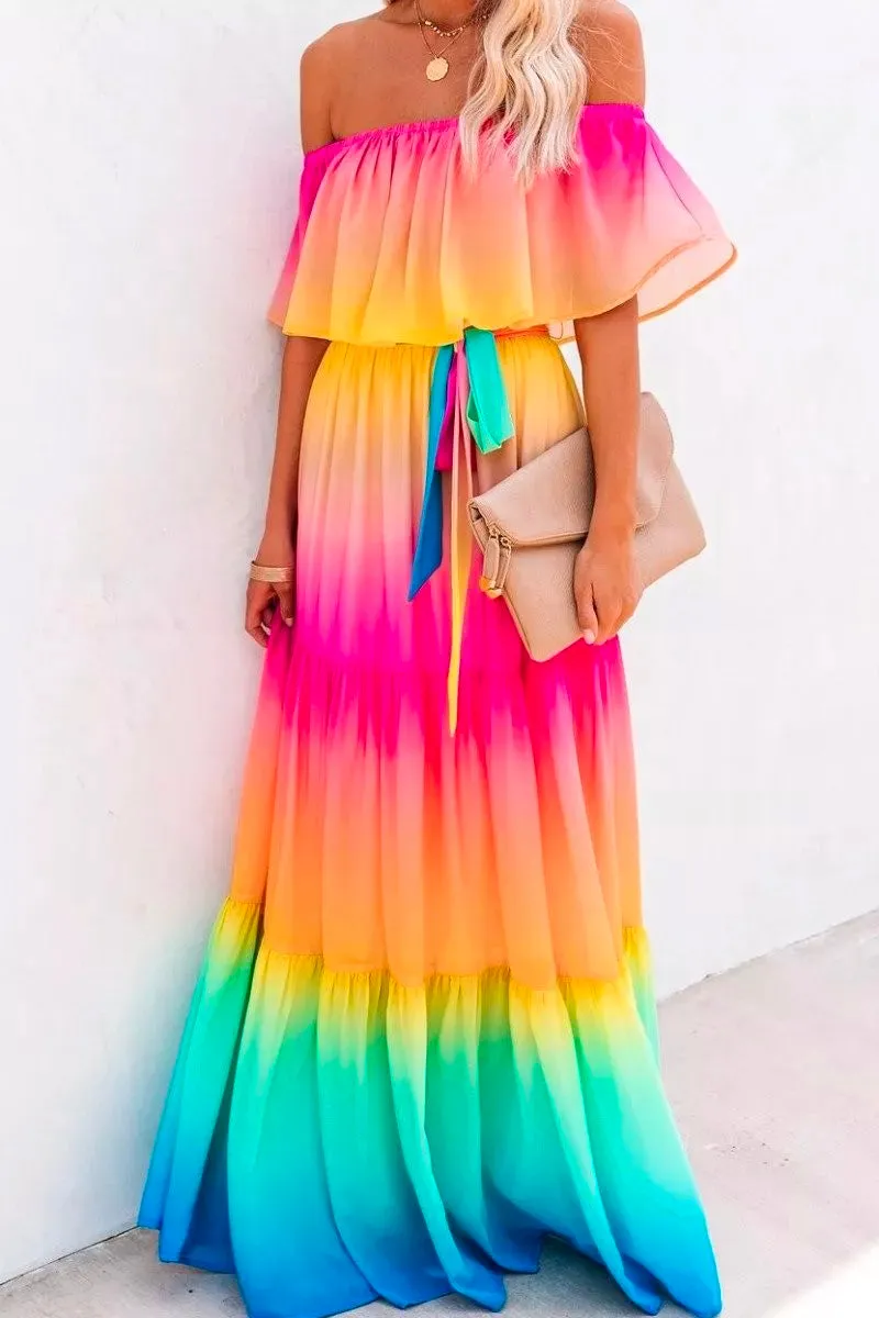 One Shoulder Tie-dye Trendy Baby Blue Mini Dress