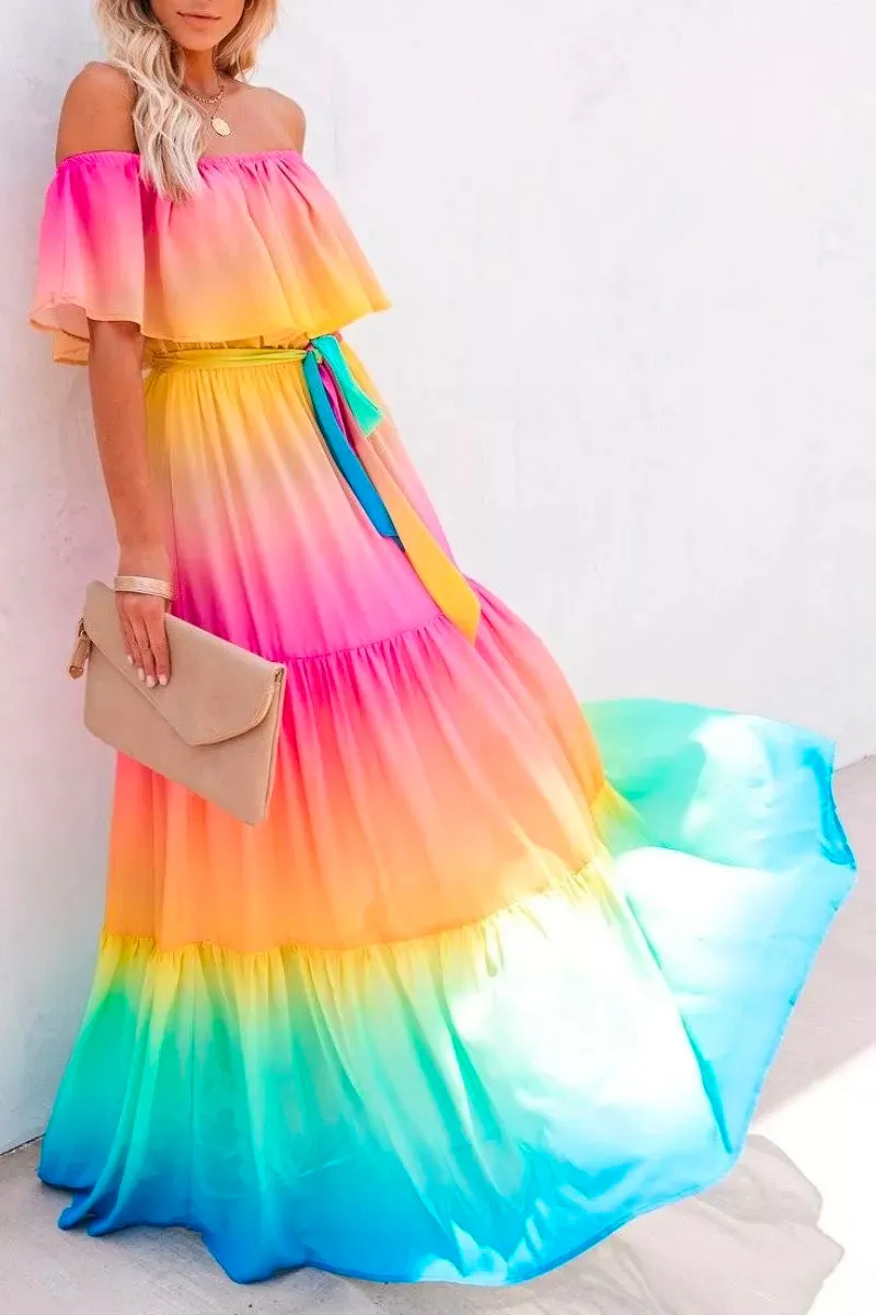 One Shoulder Tie-dye Trendy Baby Blue Mini Dress
