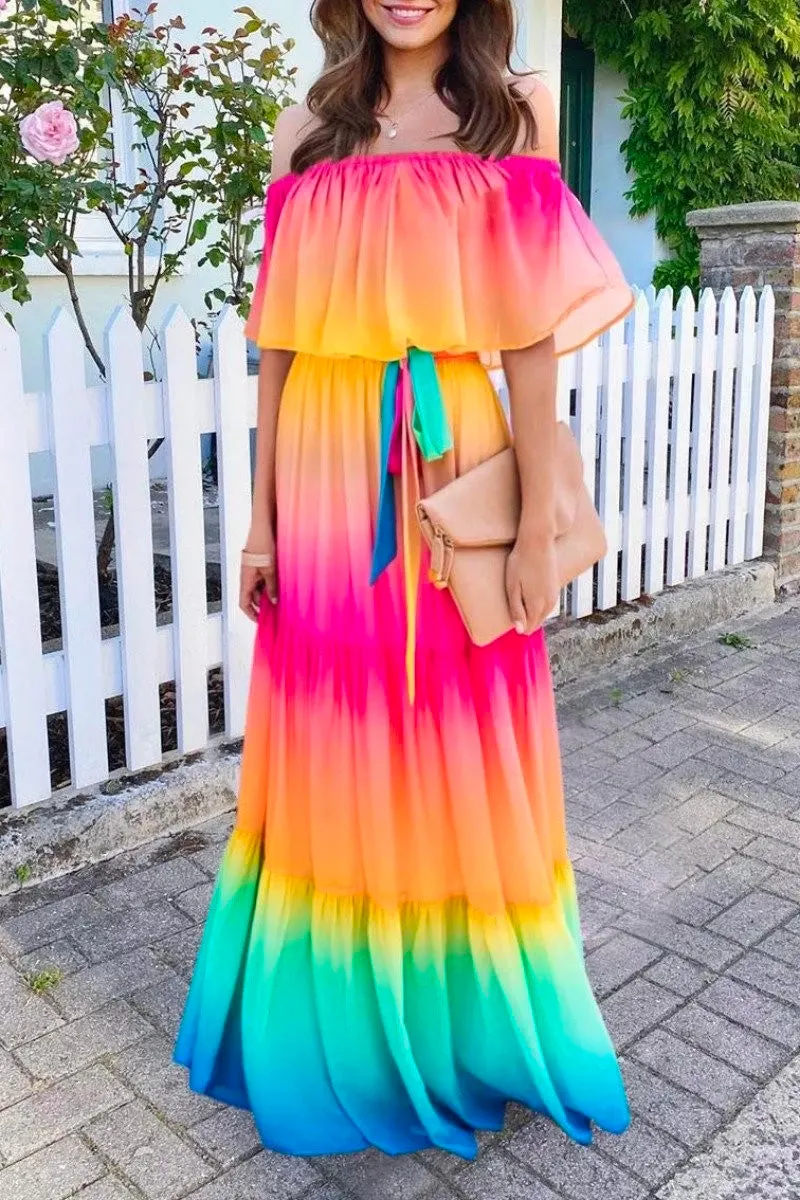 One Shoulder Tie-dye Trendy Baby Blue Mini Dress
