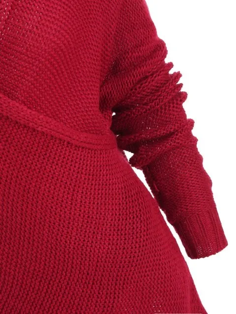 Queenly Crisscross Wrap Drop Shoulder Sweater