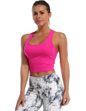 Racerback Athletic Crop Tank Tops magenta_yogastudio