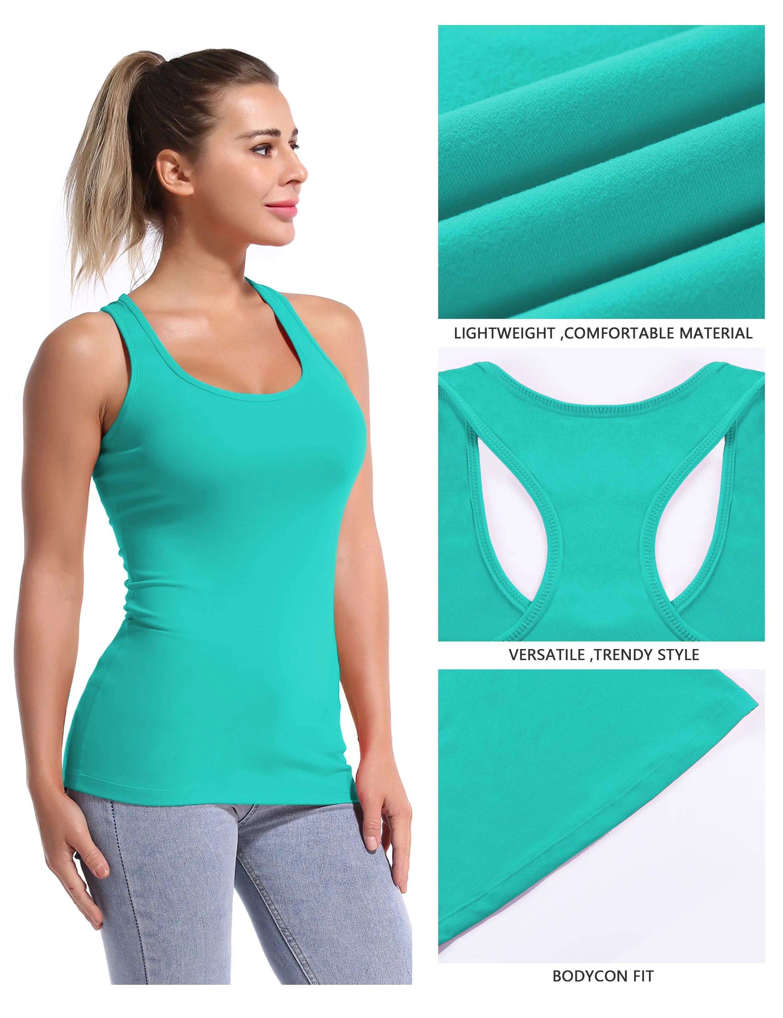 Racerback Athletic Tank Tops cyan_Tall Size