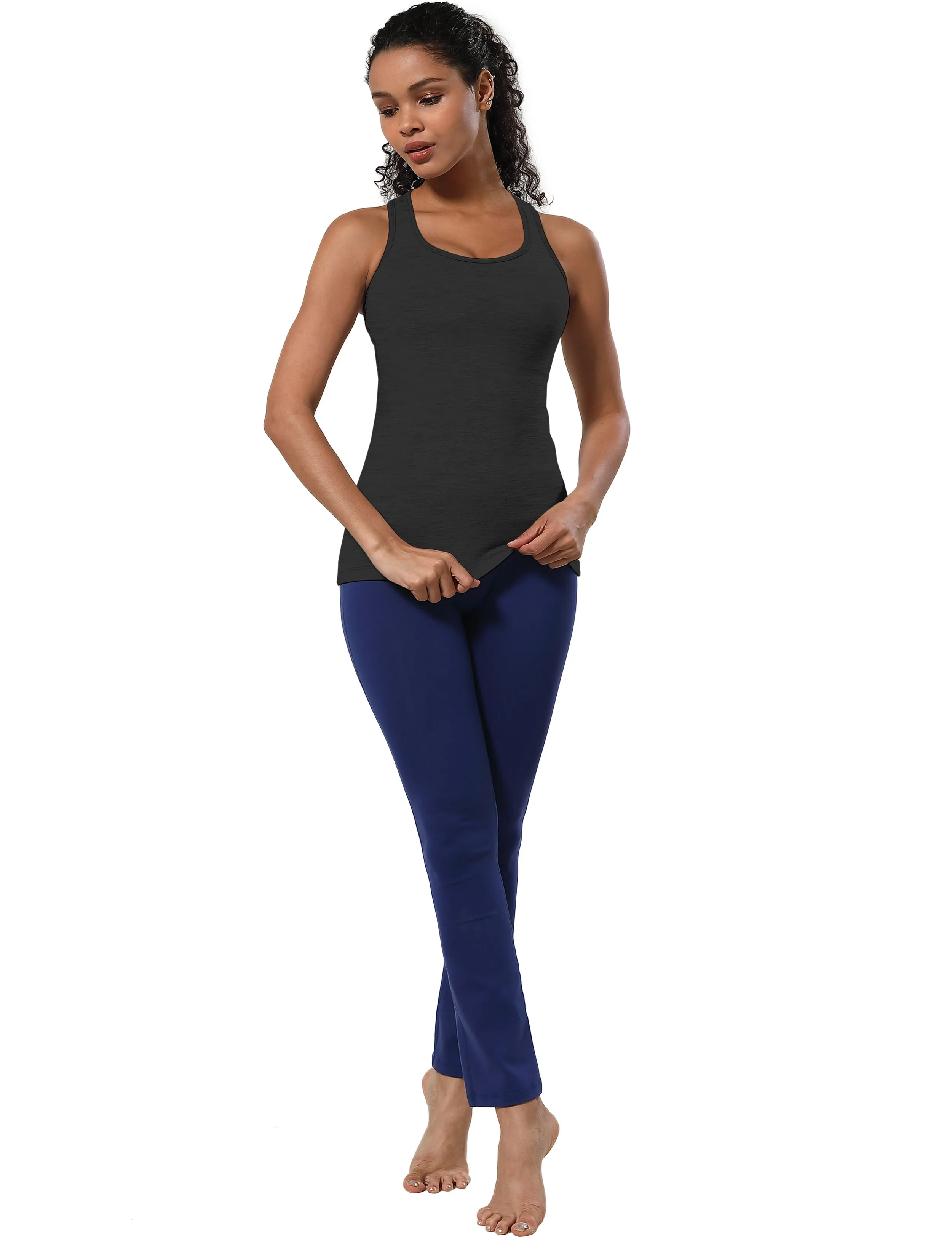 Racerback Athletic Tank Tops heathercharcoal_Pilates