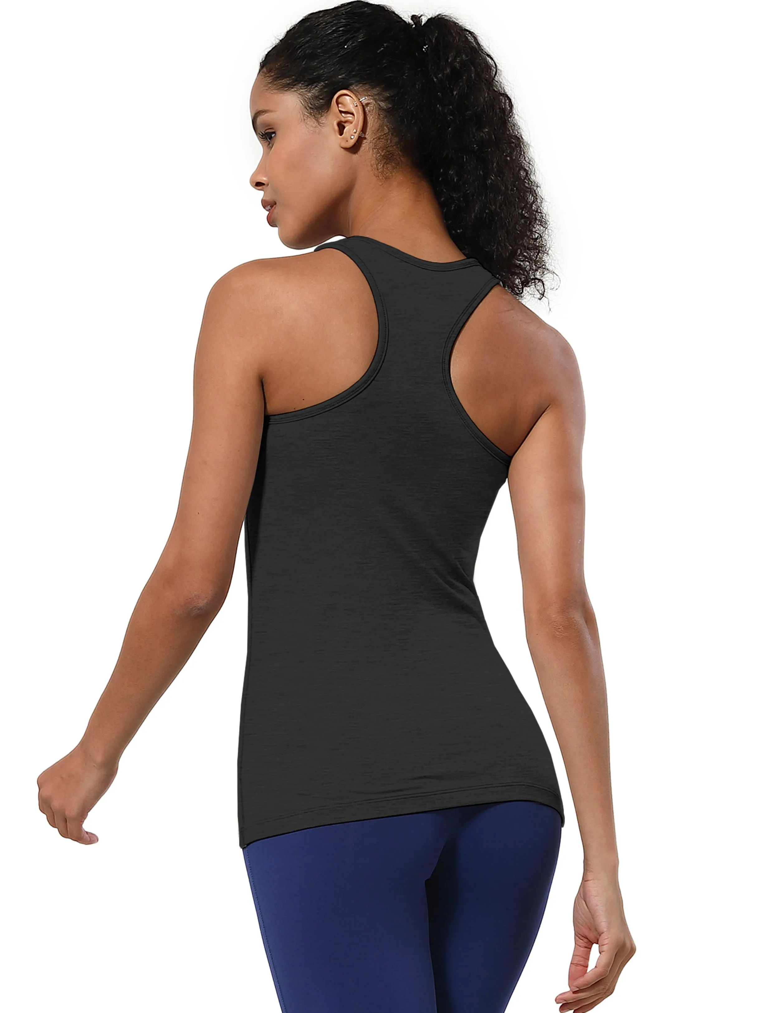 Racerback Athletic Tank Tops heathercharcoal_Pilates