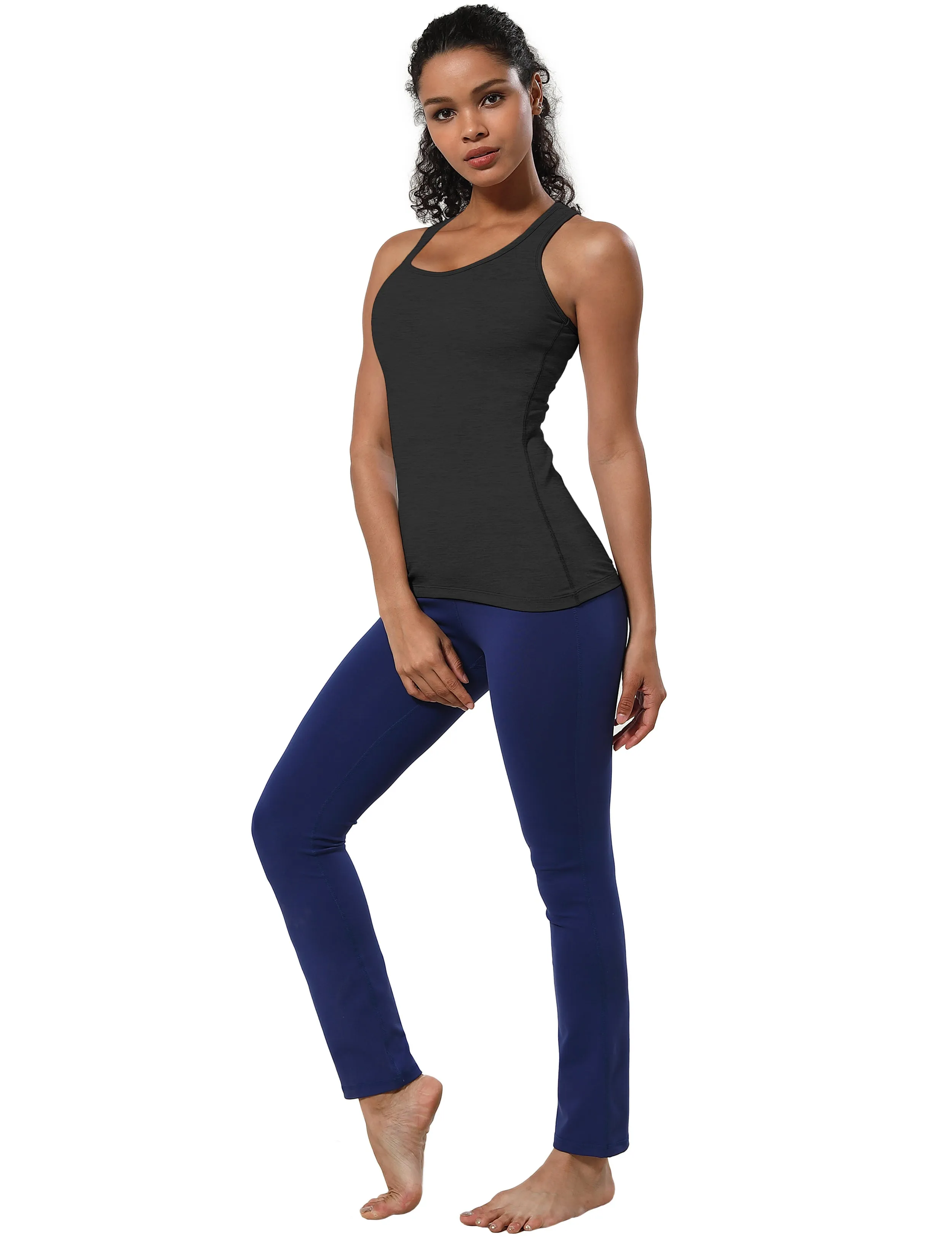 Racerback Athletic Tank Tops heathercharcoal_Pilates