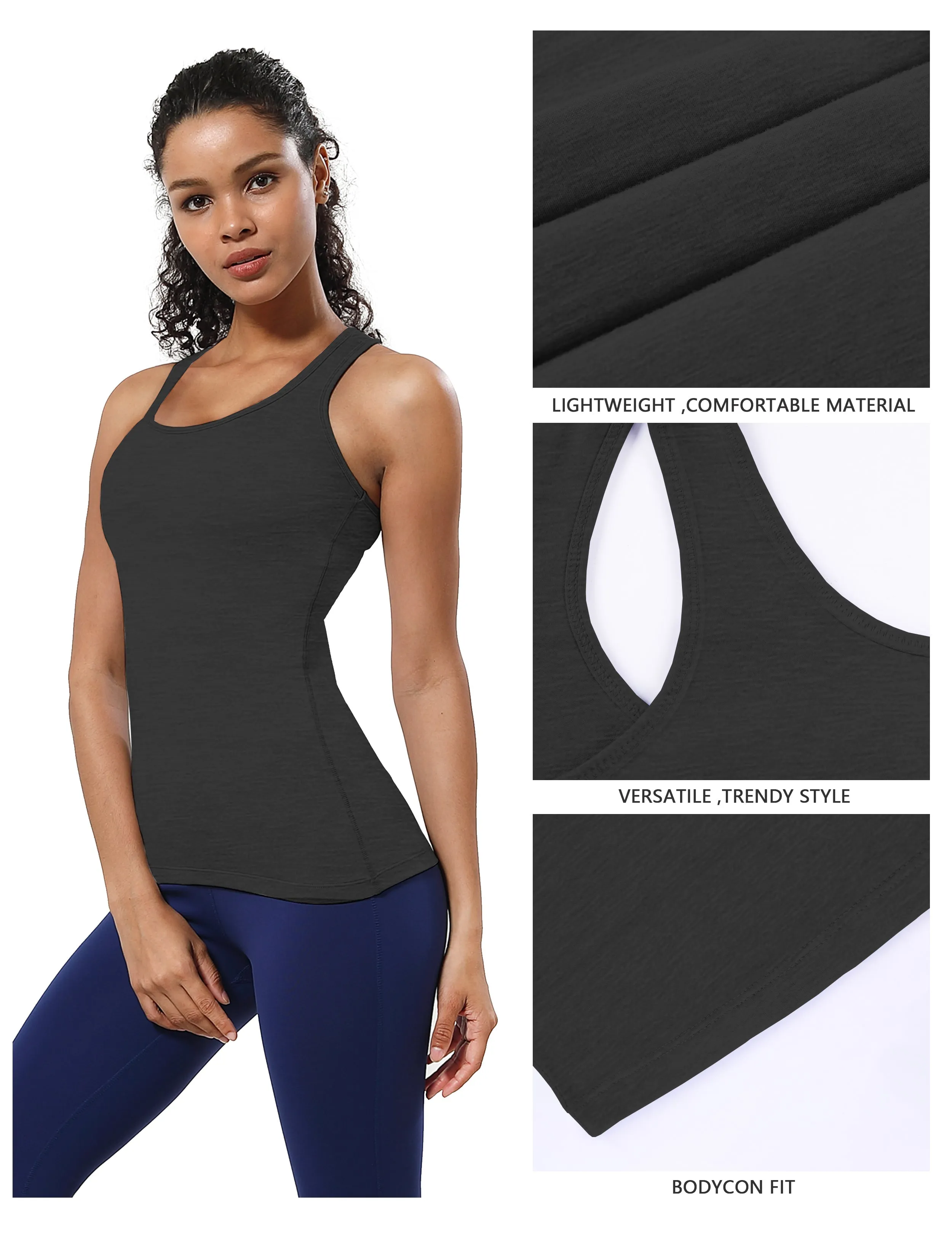 Racerback Athletic Tank Tops heathercharcoal_Pilates